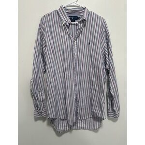 Ralph Lauren Shirt Mens L Blake Pink/BlueStriped